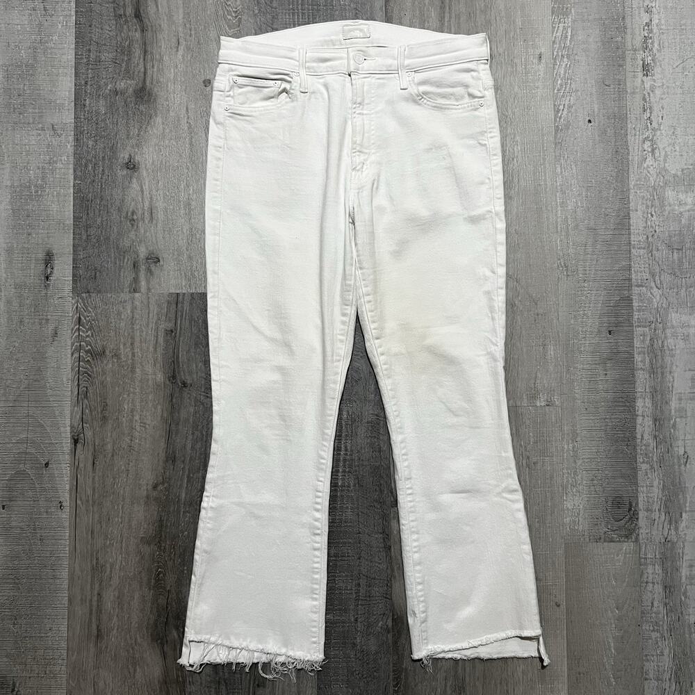 MOTHER Women’s Size 31 Jeans Insider Crop Step Fray “Fairest Of Them All” White